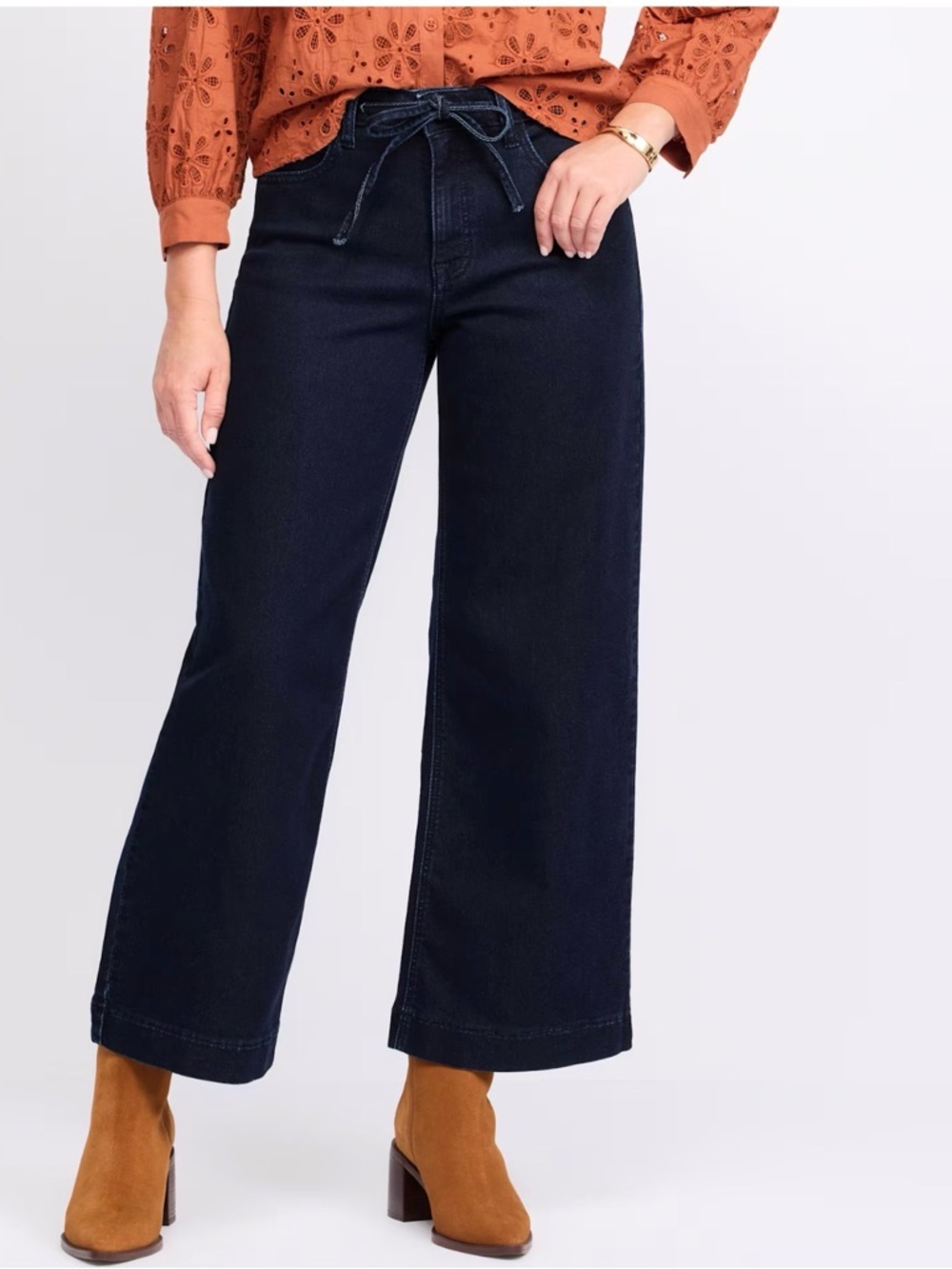 👖NWT! Just USA Dark Blue Wide-Leg Tie-Waist Jeans (Stitch Fix) size 30/10.